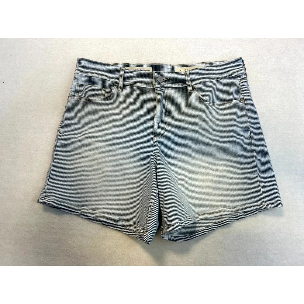 Anthro x Pilcro Blue White Railroad Stripe Anthropologie Hypen Shorts Womens 30 - Picture 2 of 16